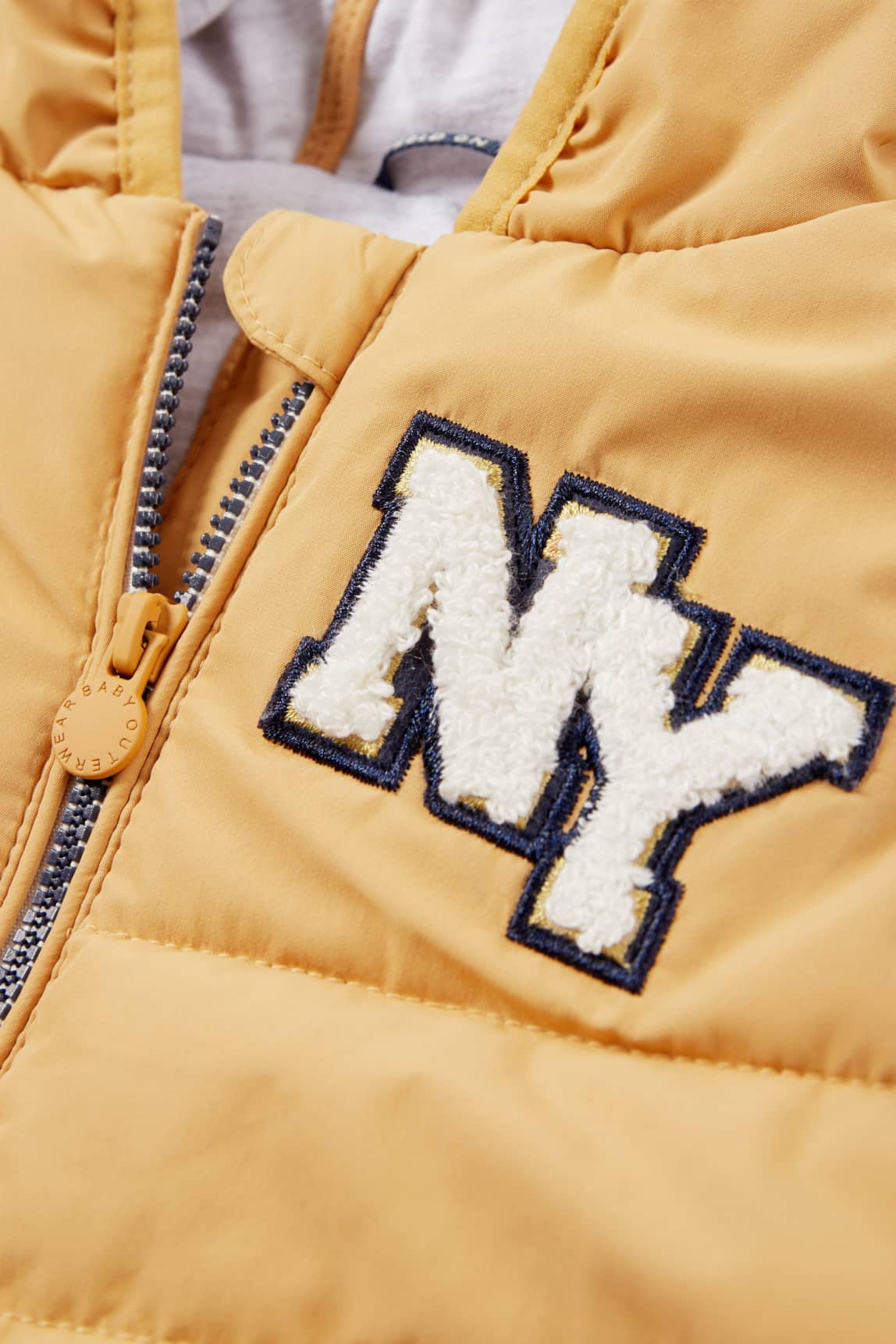 Baby varsity jacket with hood