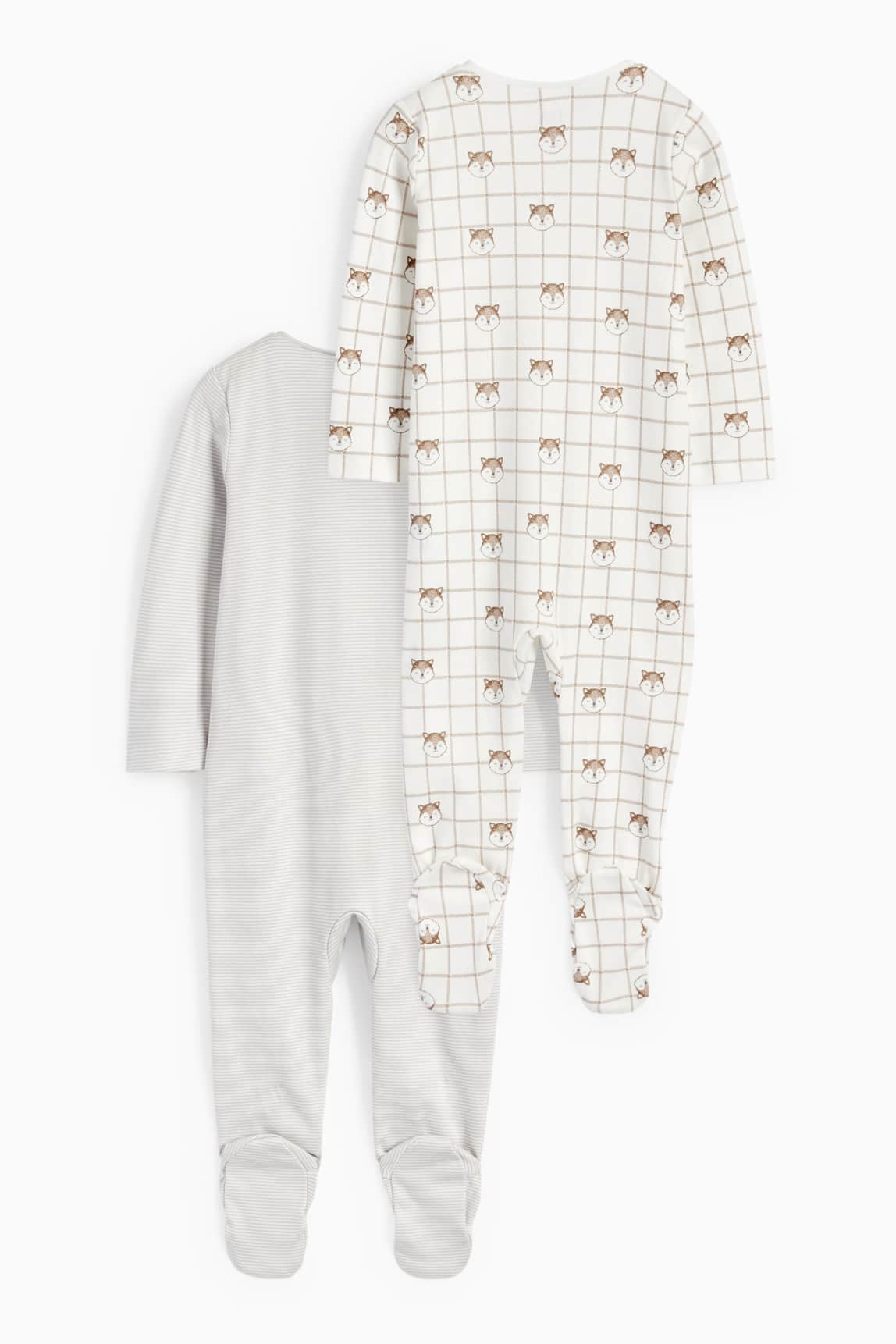 Multipack of 2 - hedgehog and raccoon - baby sleepsuit