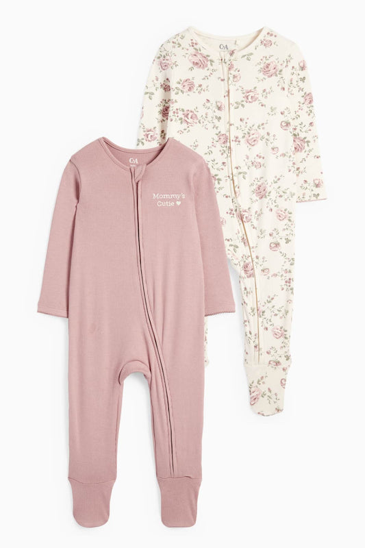 Multipack of 2 - floral - baby sleepsuit