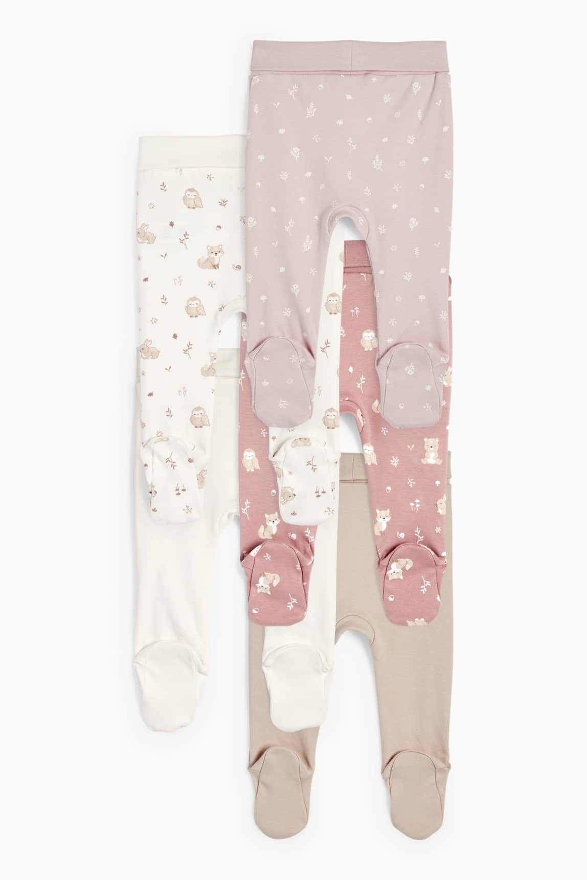 Multipack of 5 - woodland animals - newborn trousers