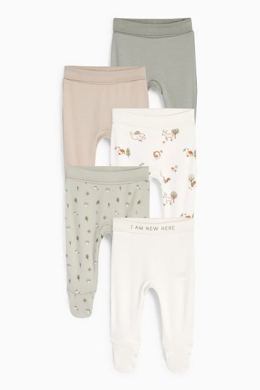 Multipack of 5 - woodland - newborn trousers