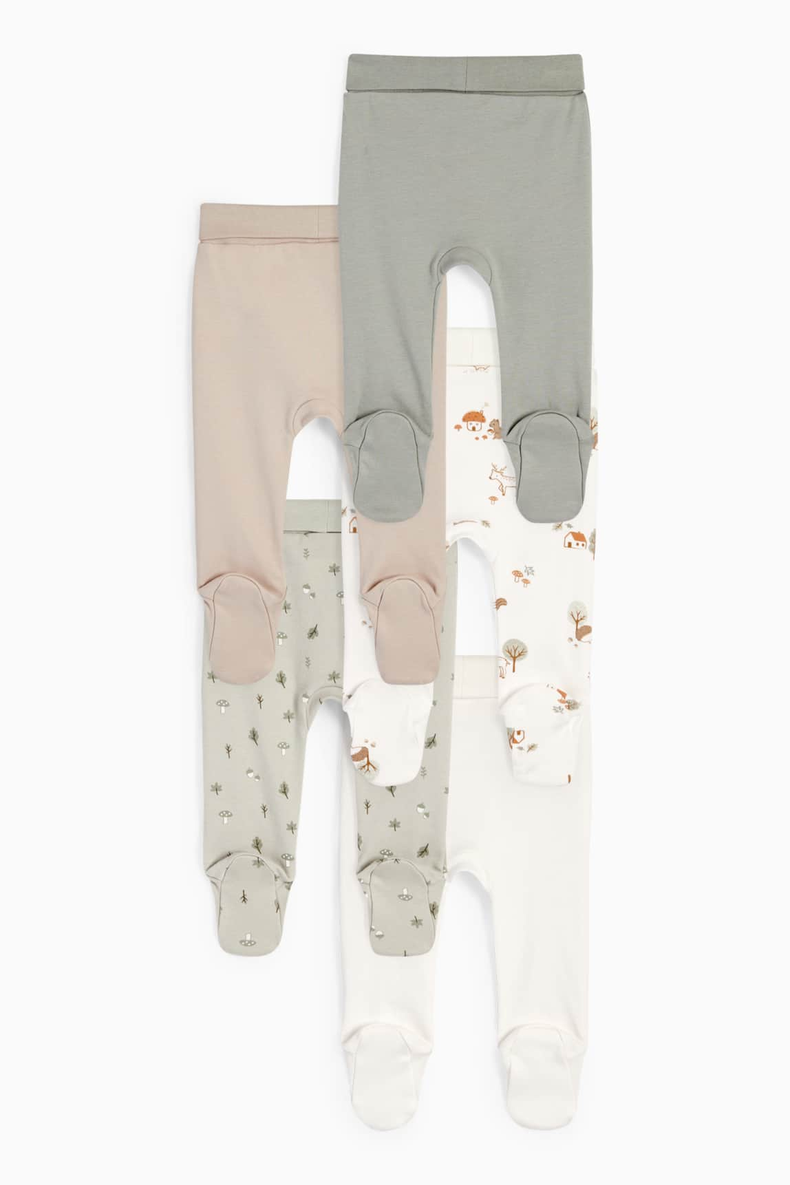 Multipack of 5 - woodland - newborn trousers