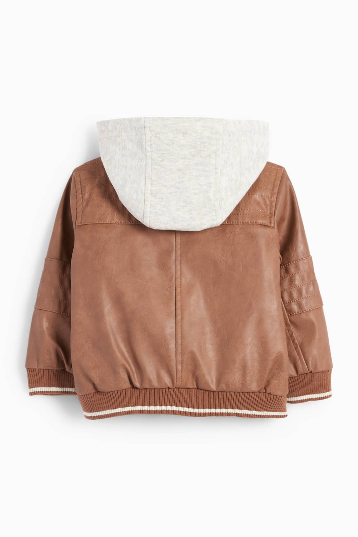 Baby varsity jacket with hood - faux leather