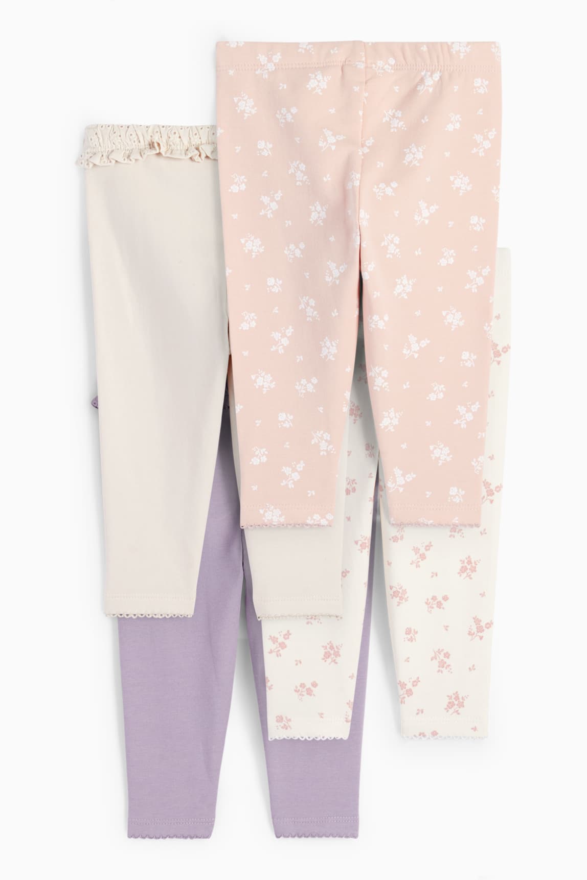 Multipack of 4 - flowers - baby thermal leggings