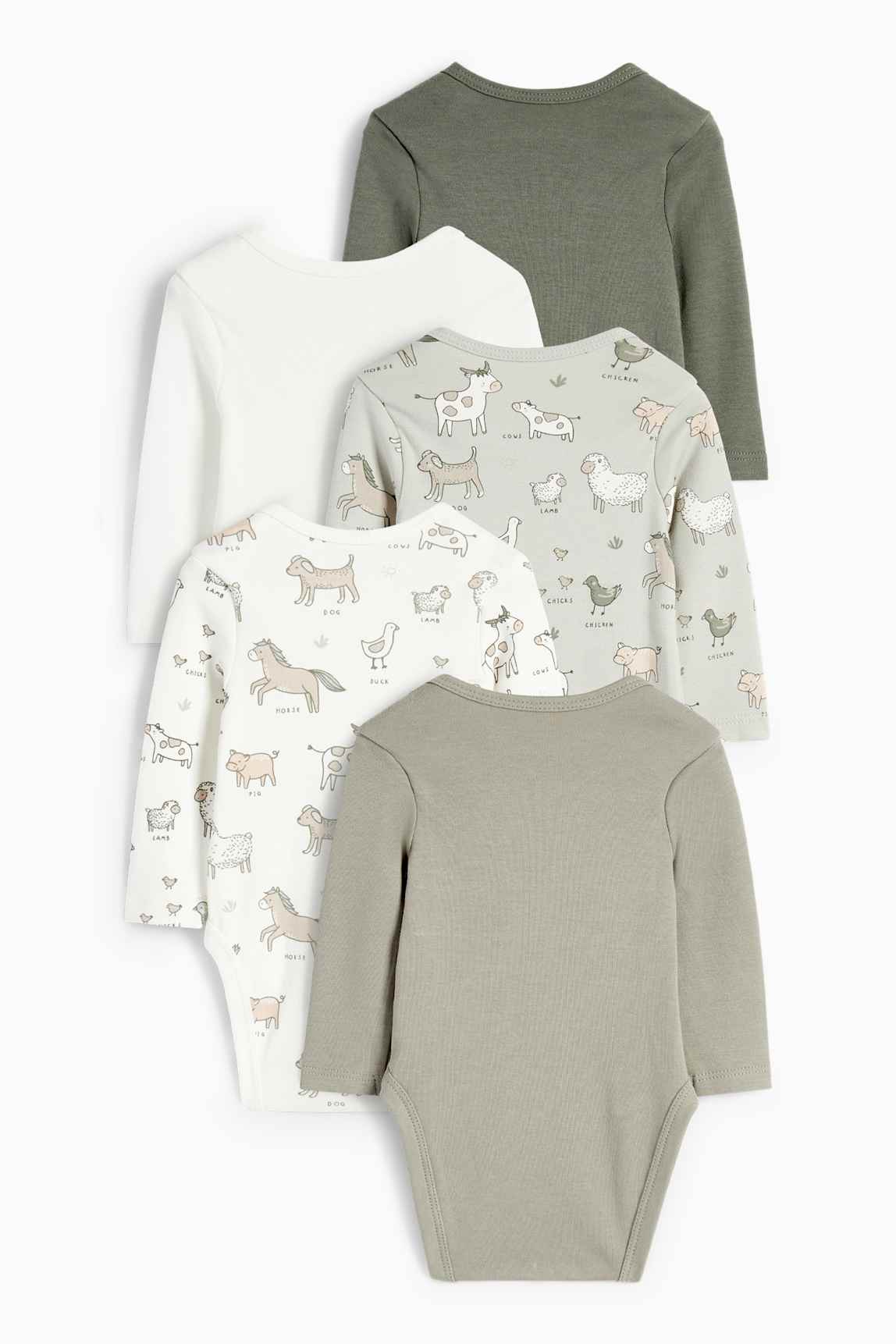 Multipack of 5 - farmyard - baby bodysuit