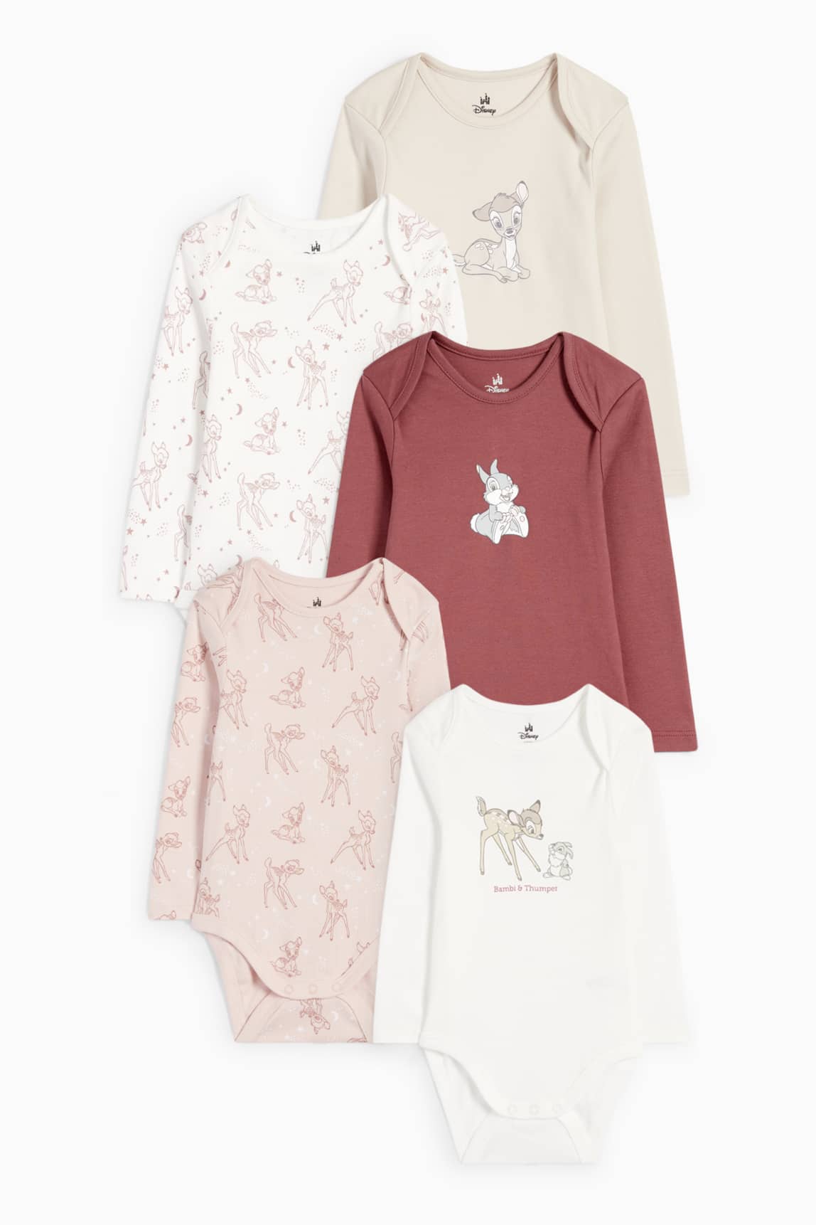 Multipack of 5 - Bambi - baby bodysuit