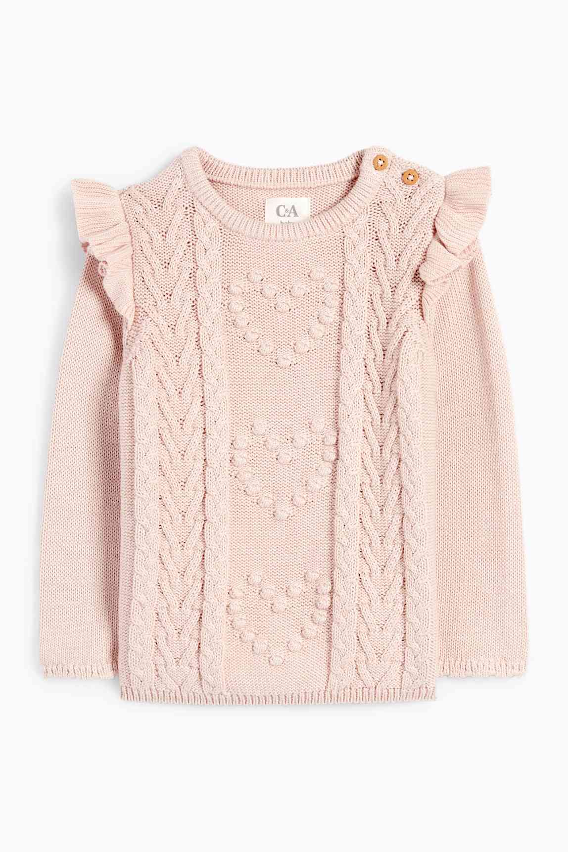 Heart - baby jumper - cable knit pattern