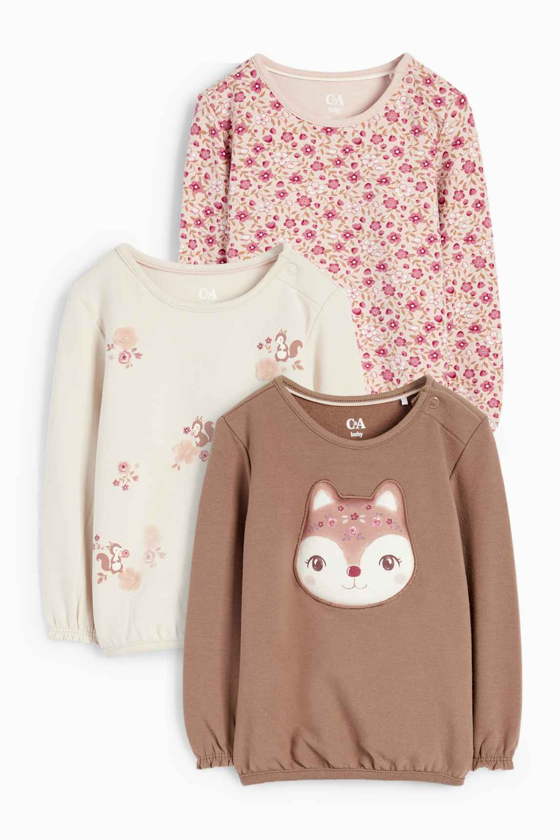 Multipack of 3 - squirrel - baby sweatshirt