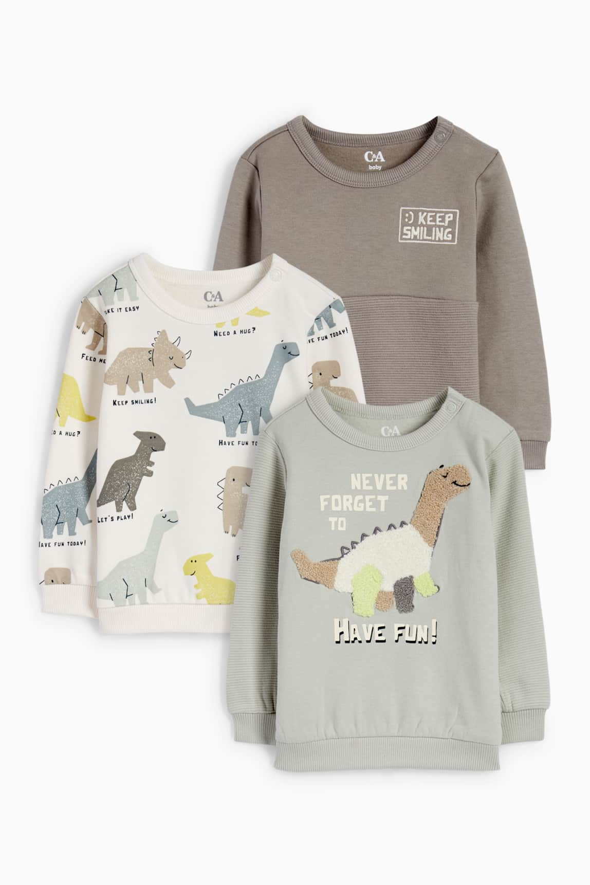 Multipack of 3 - dinosaur- baby sweatshirt