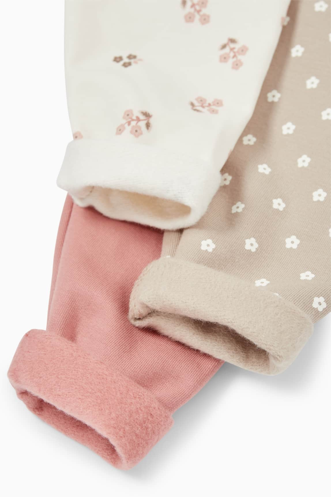 Multipack of 3 - flowers - baby thermal leggings