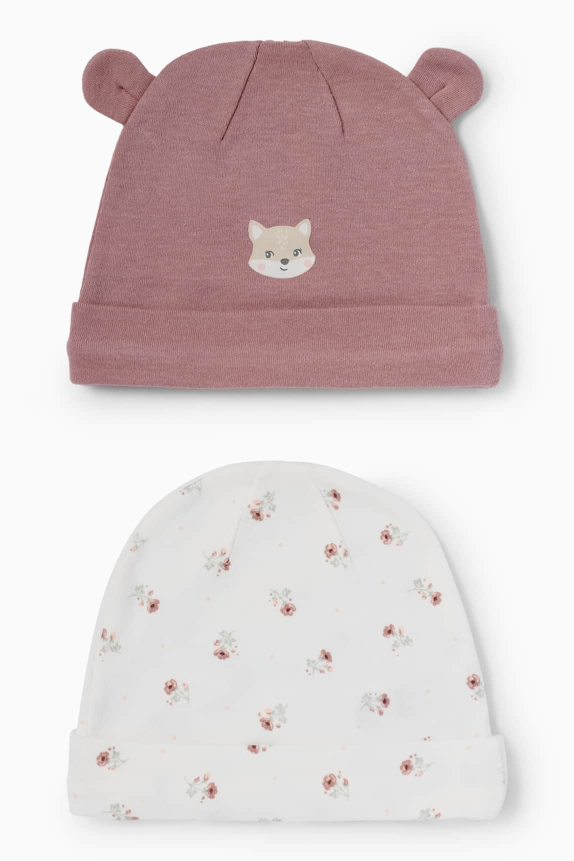 Multipack of 2 - fox and flowers - baby hat