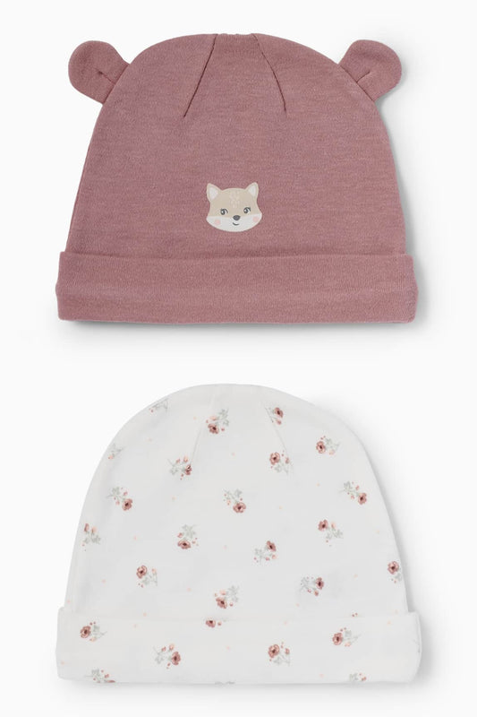 Multipack of 2 - fox and flowers - baby hat