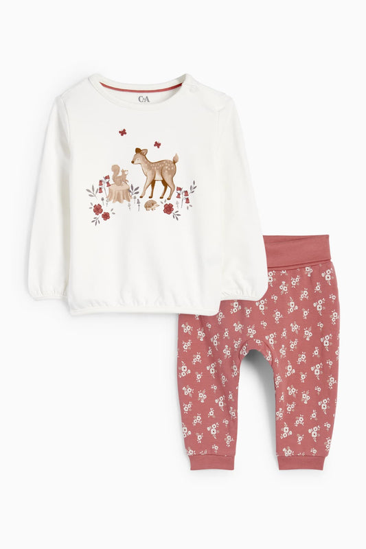 Squirrel and deer - baby outfit - 2 piece - floral