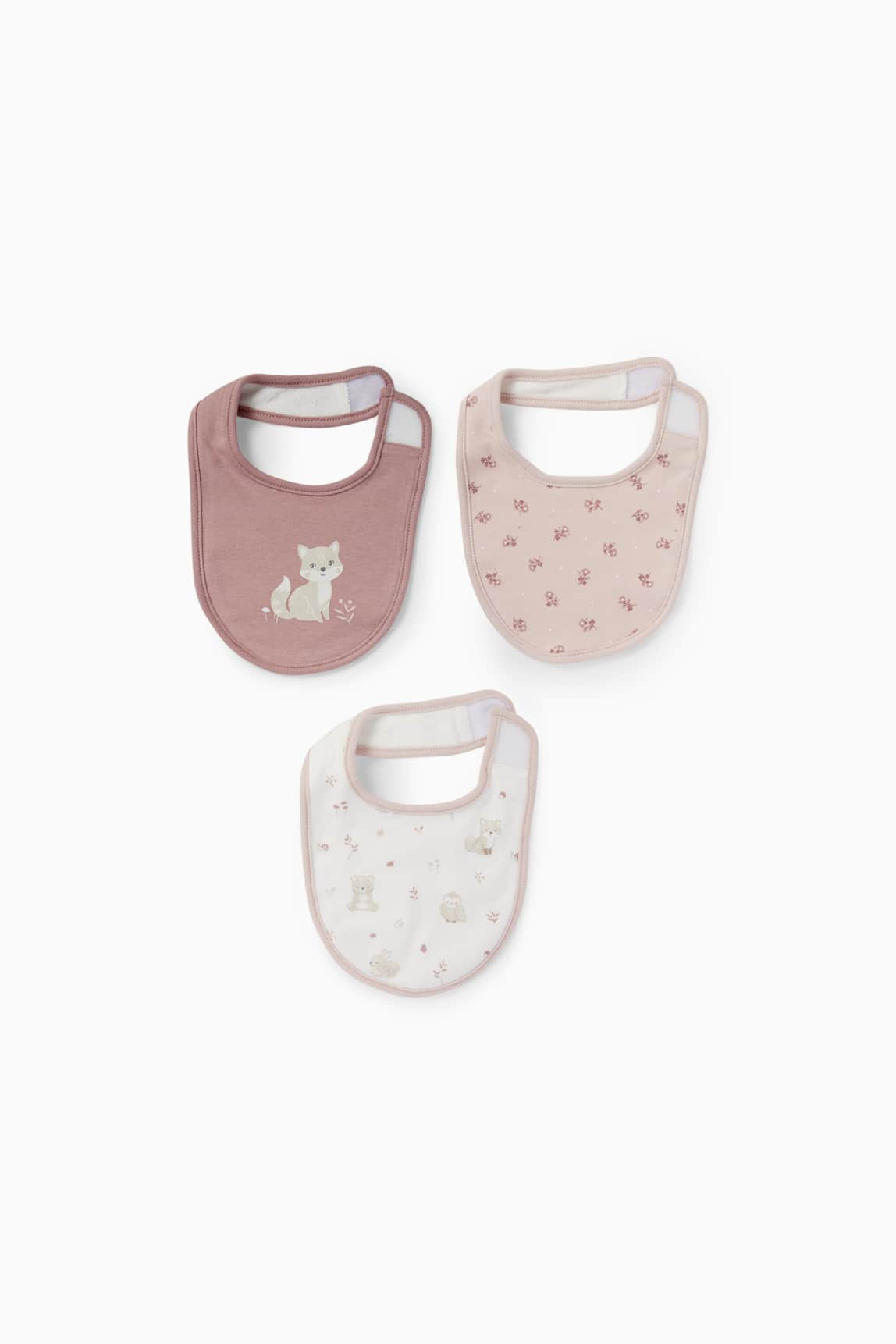 Multipack of 3 - fox - baby bib