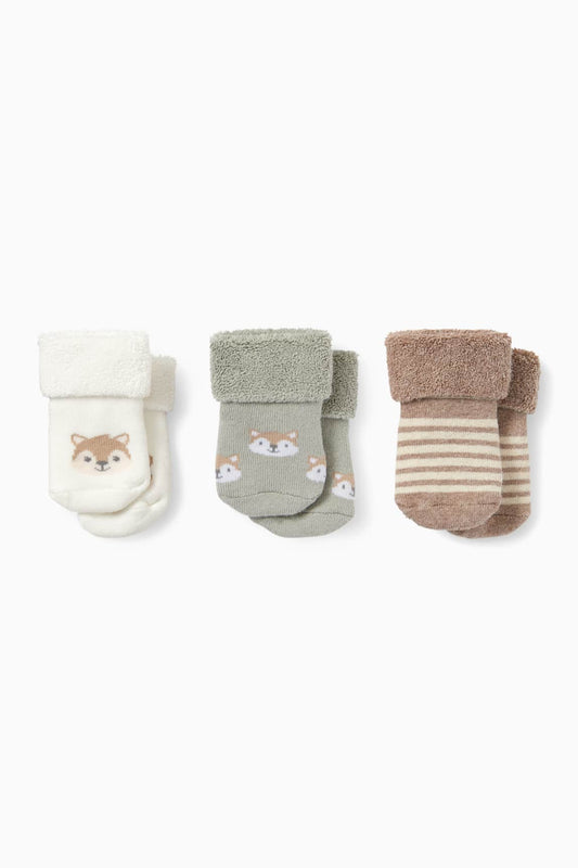 Multipack of 3 - squirrel - newborn socks with motif