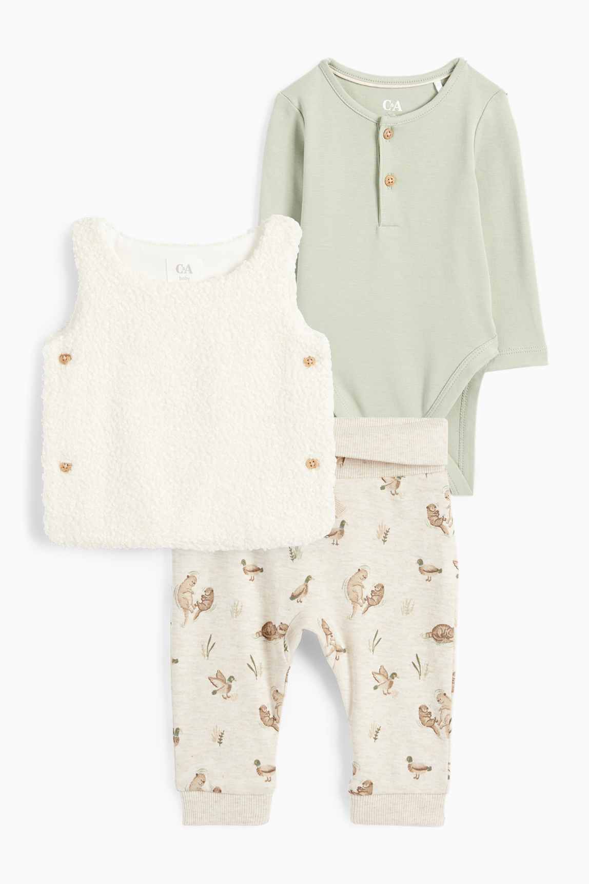 Otter and duckling - baby outfit - 3 piece