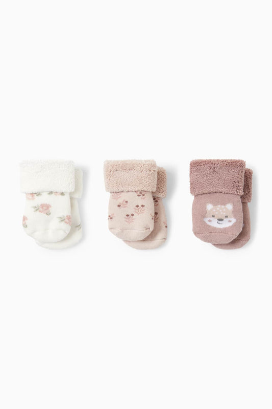 Multipack of 3 - fox - newborn socks with motif