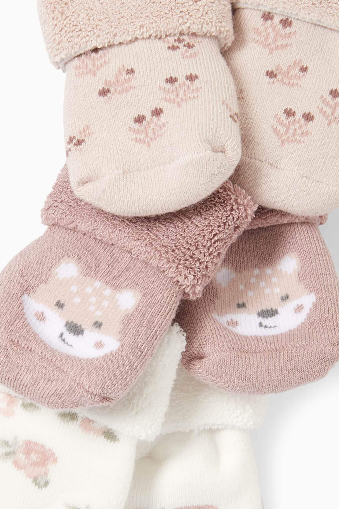 Multipack of 3 - fox - newborn socks with motif