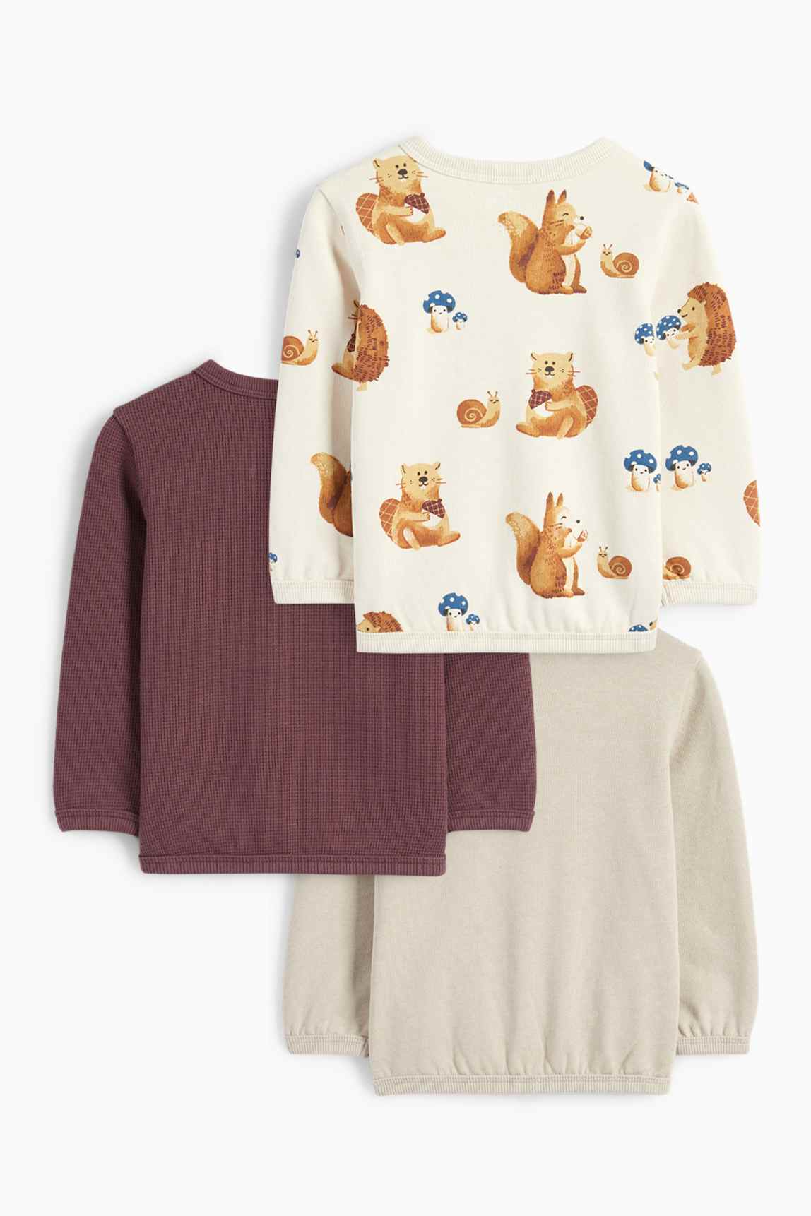 Multipack of 3 - squirrel and beaver - baby sweatshirt