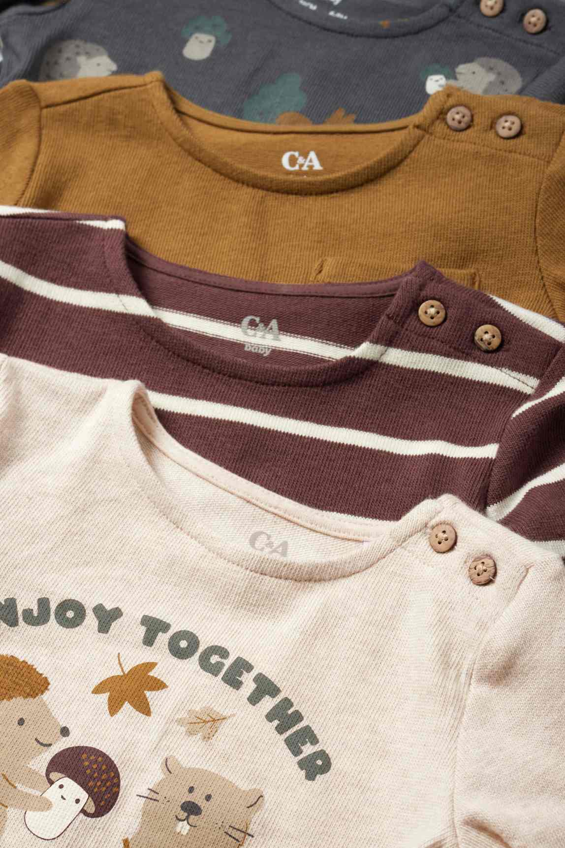 Multipack of 4 - woodland animals - baby long sleeve top