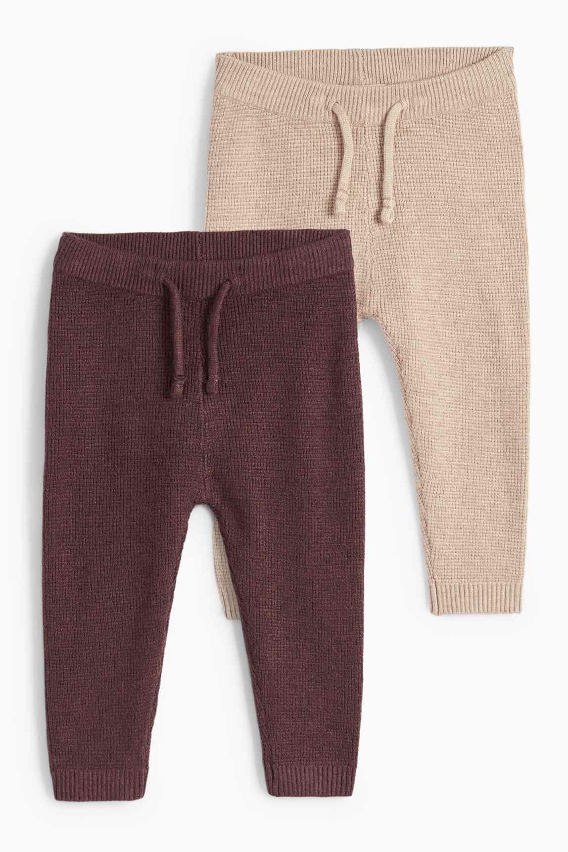 Multipack of 2 - baby knitted trousers - textured