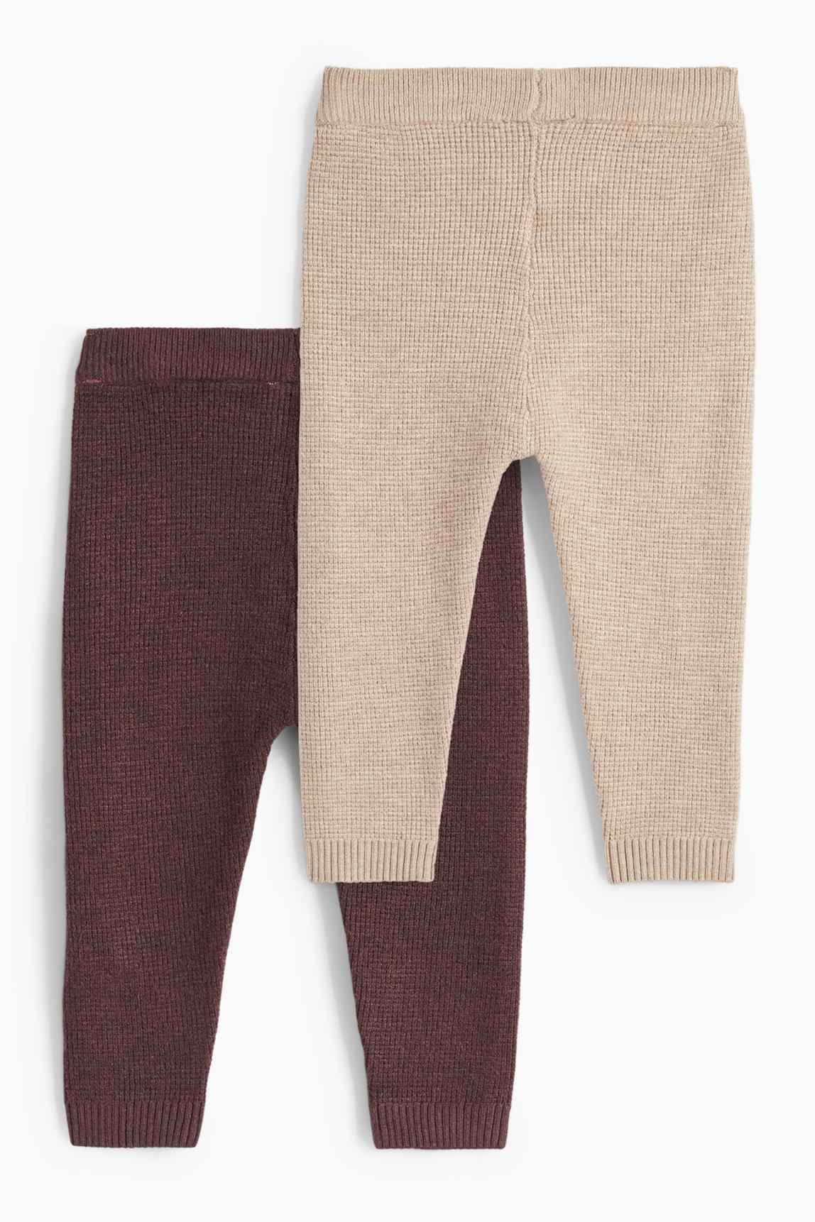 Multipack of 2 - baby knitted trousers - textured