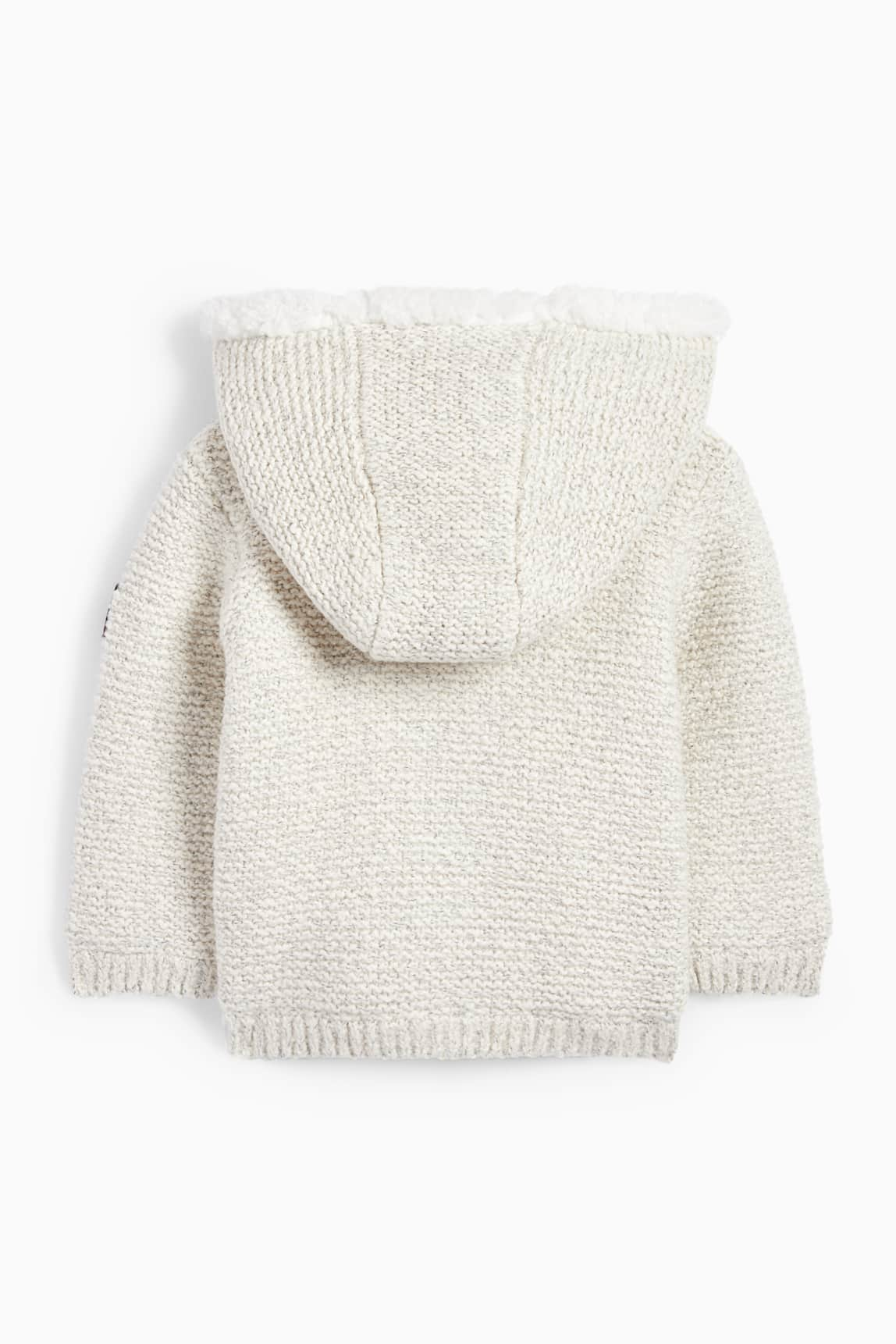 Teddy bear - baby cardigan with hood - lined