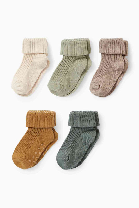 Multipack of 5 - non-slip baby socks