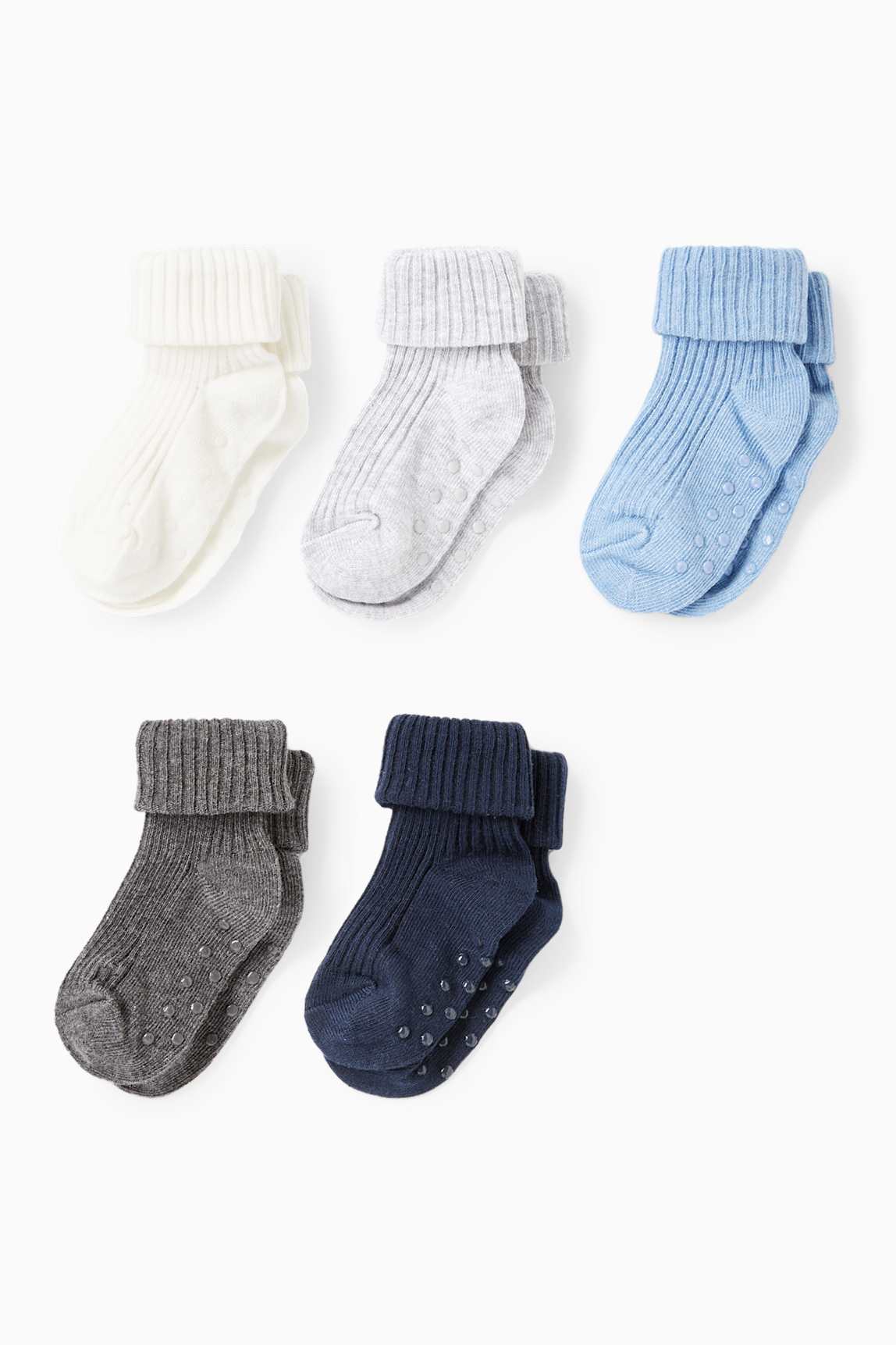 Multipack of 5 - baby non-slip socks