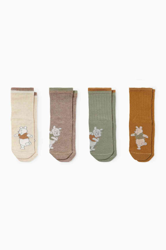 Multipack of 4 - Winnie the Pooh - baby socks with motif