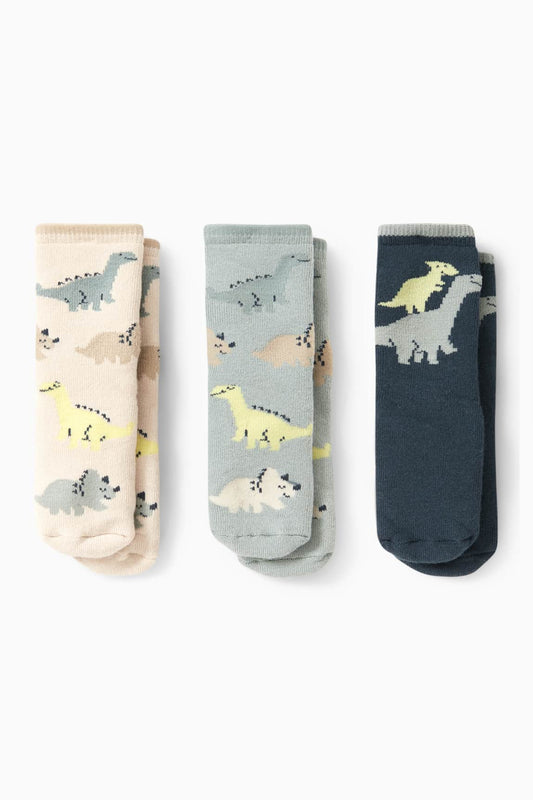 Multipack of 3 - dinosaur - baby non-slip socks with motif