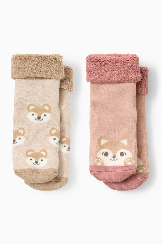 Multipack of 2 - kitten - non-slip baby socks with motif