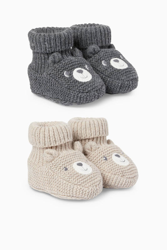 Multipack of 2 - teddy bear - baby booties