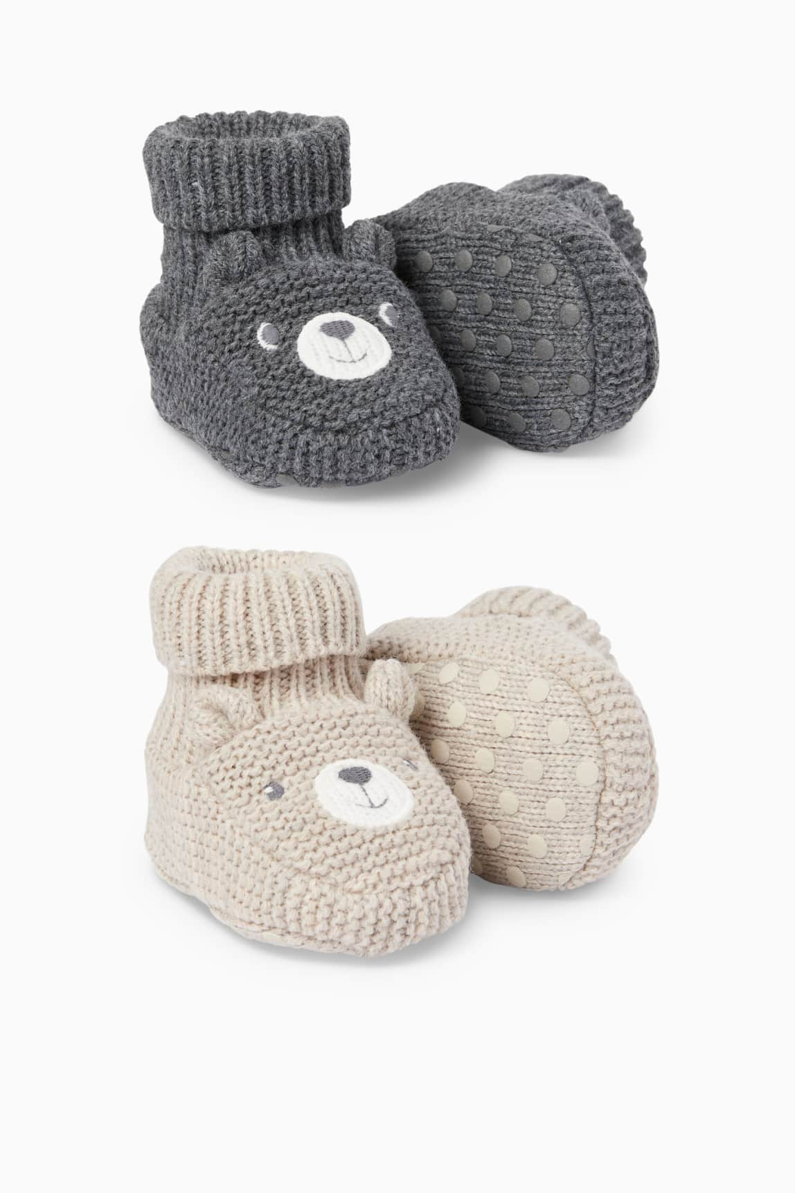 Multipack of 2 - teddy bear - baby booties