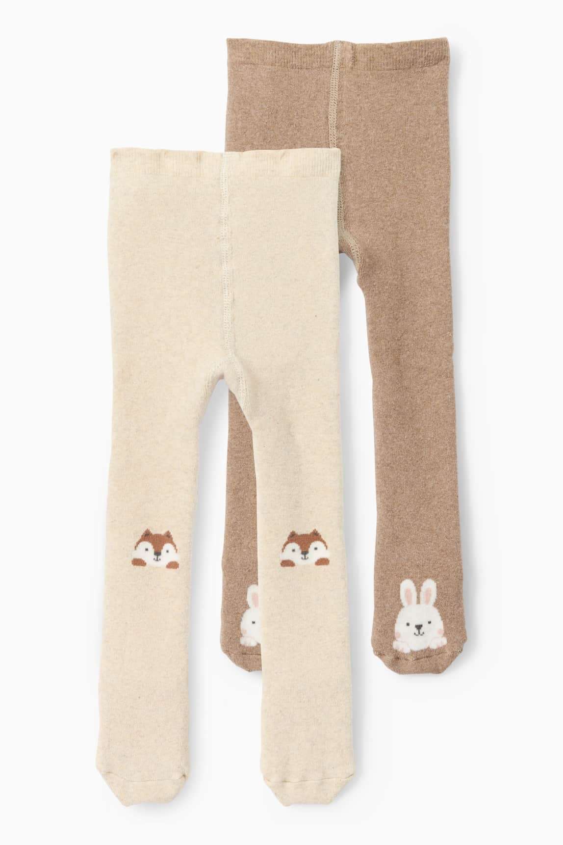 Multipack of 2 - woodland animals - baby non-slip tights