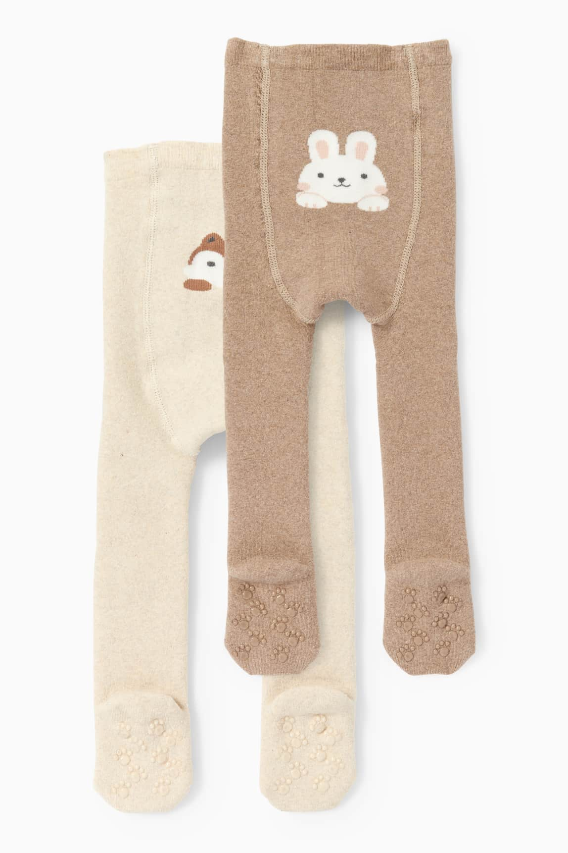 Multipack of 2 - woodland animals - baby non-slip tights