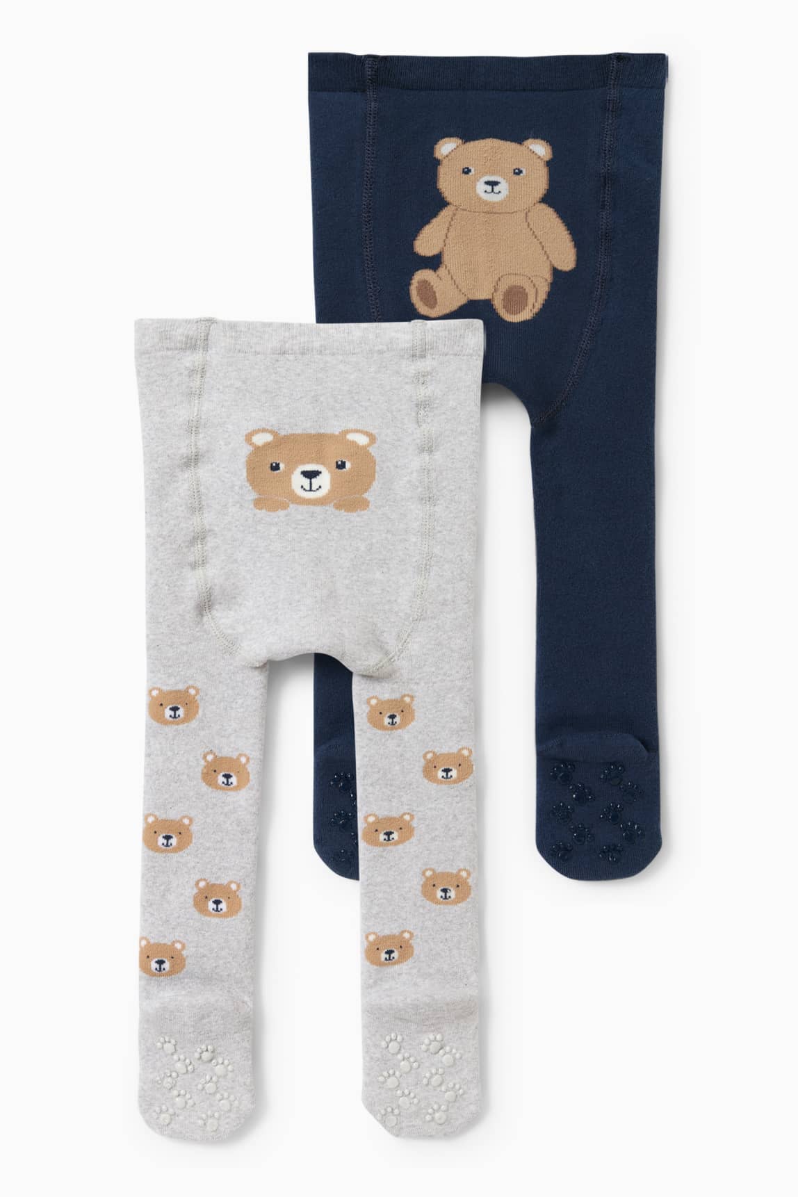 Multipack of 2 - bear - baby non-slip tights