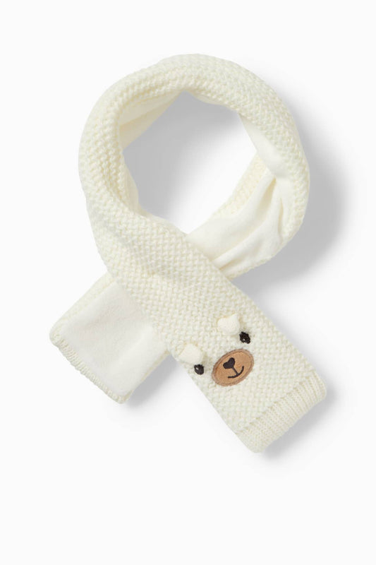 Teddy bear - knitted baby scarf