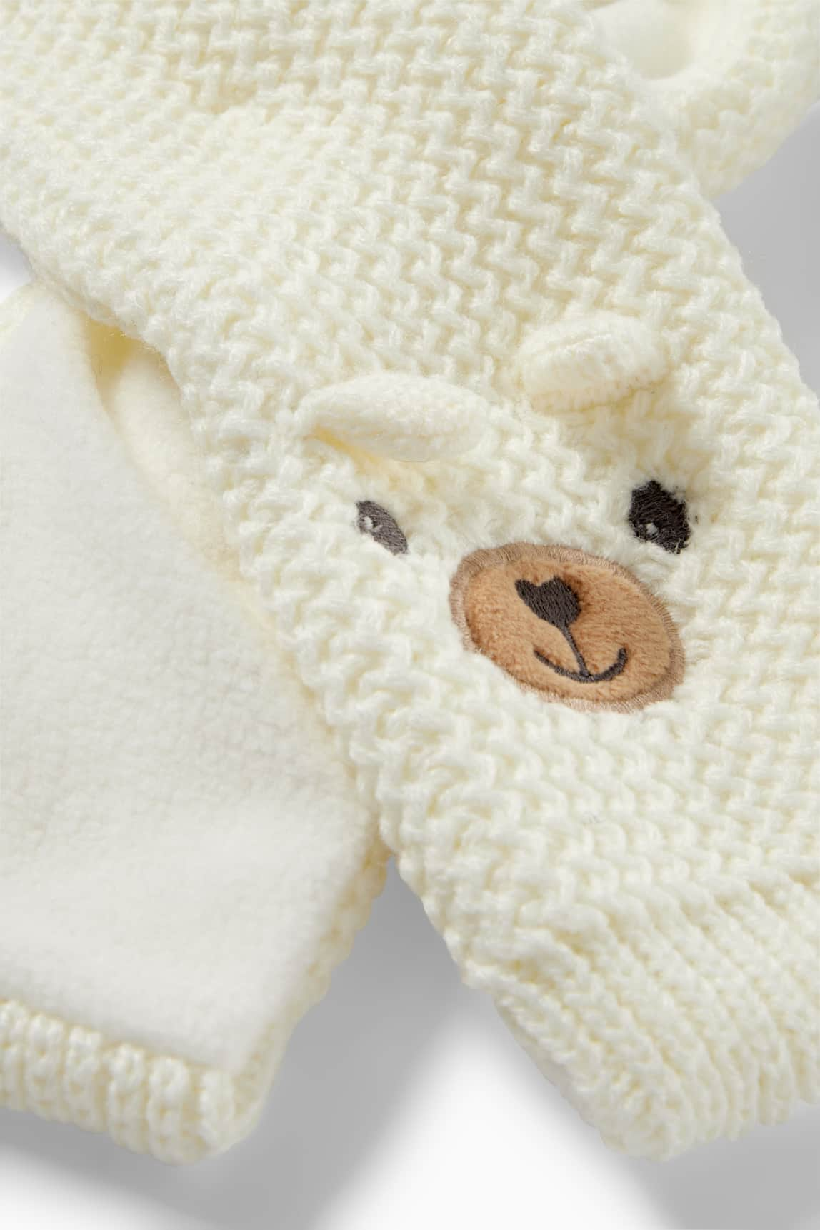 Teddy bear - knitted baby scarf