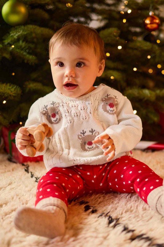 Snowflakes - thermal baby leggings