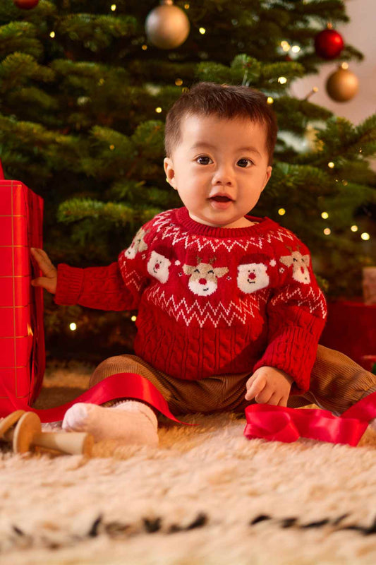 Father Christmas and Rudolph - Christmas baby jumper