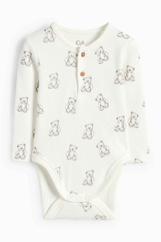 Teddy bear - baby bodysuit - ribbed