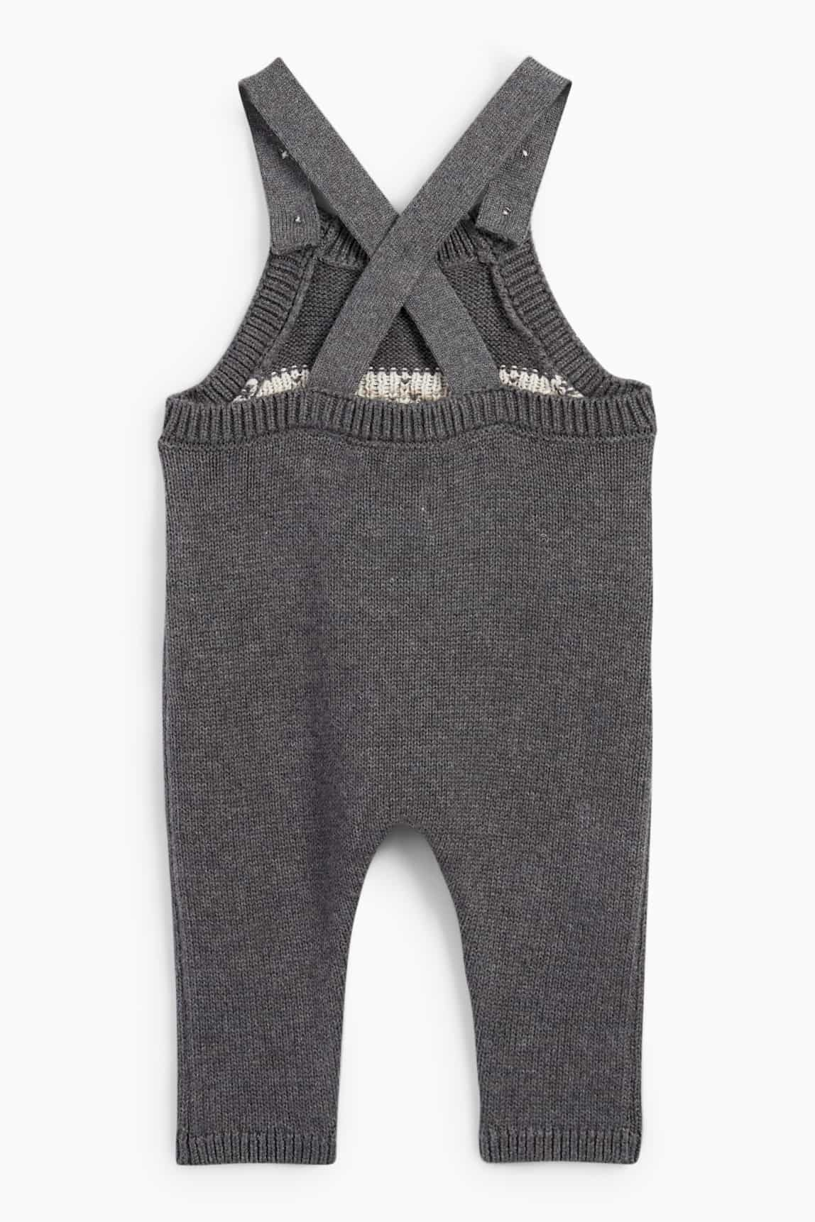 Teddy bear - knitted baby dungarees