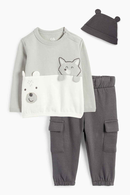 Bear and fox - baby outfit - 3 piece