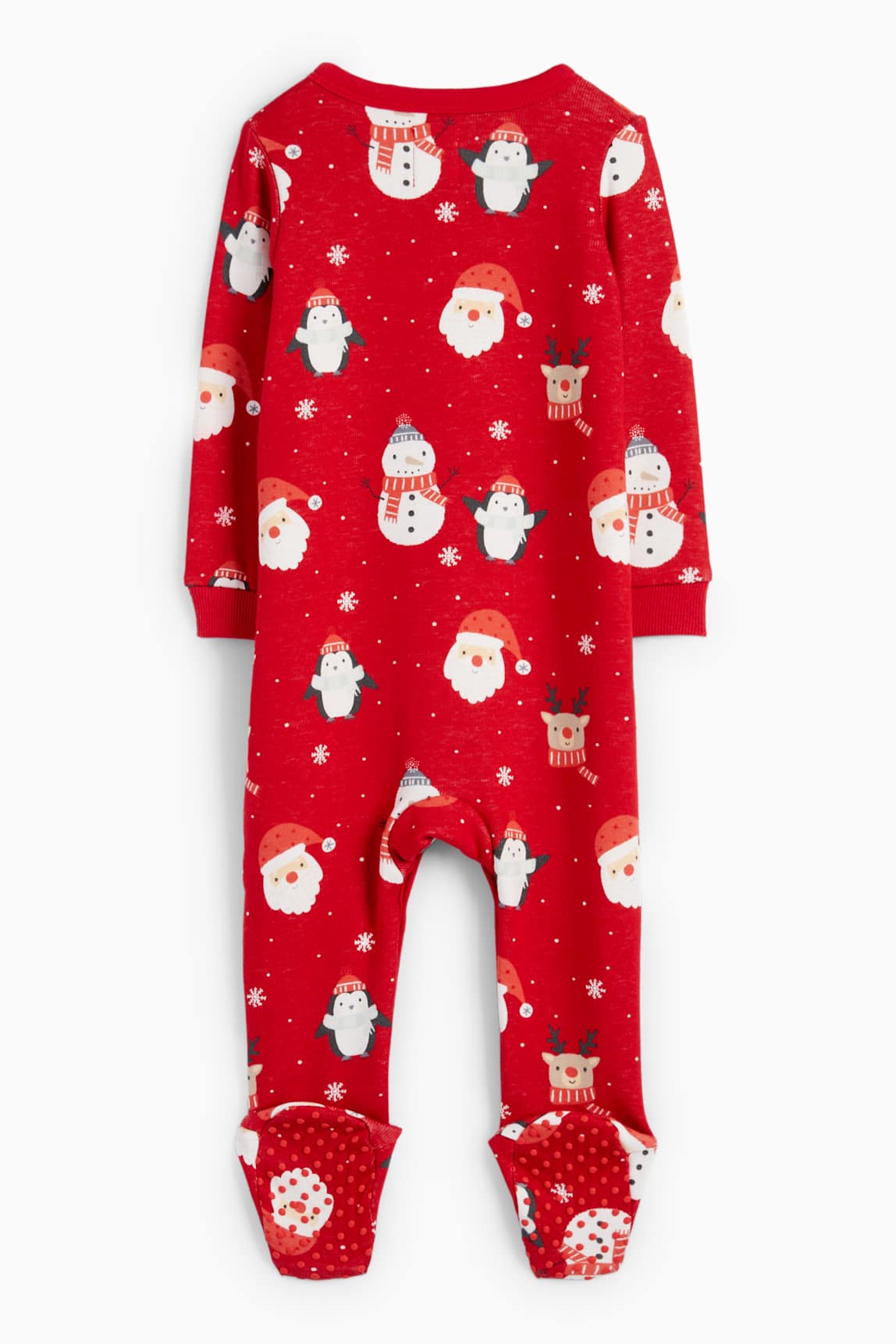 Father Christmas and Rudolph - baby Christmas sleepsuit