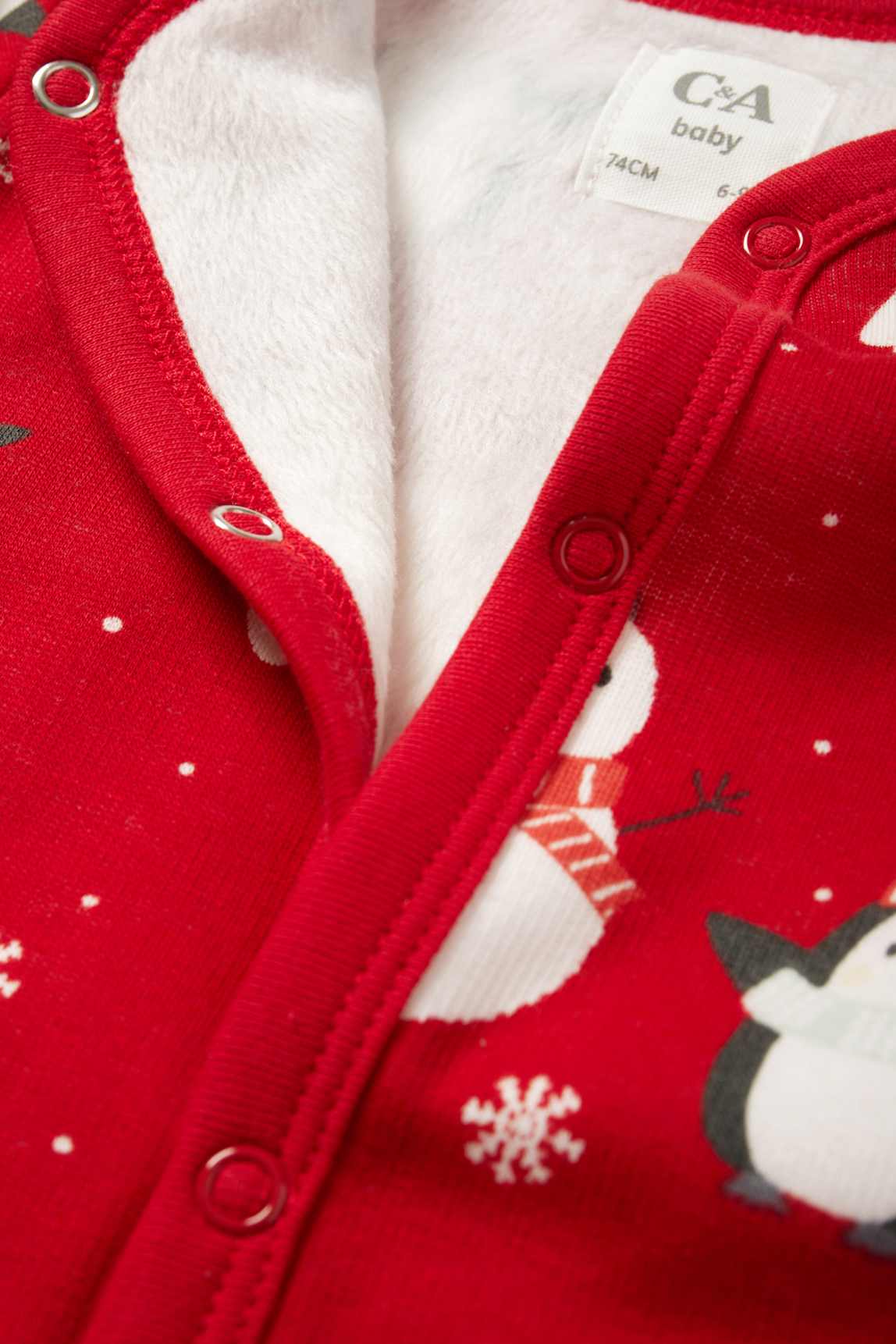 Father Christmas and Rudolph - baby Christmas sleepsuit