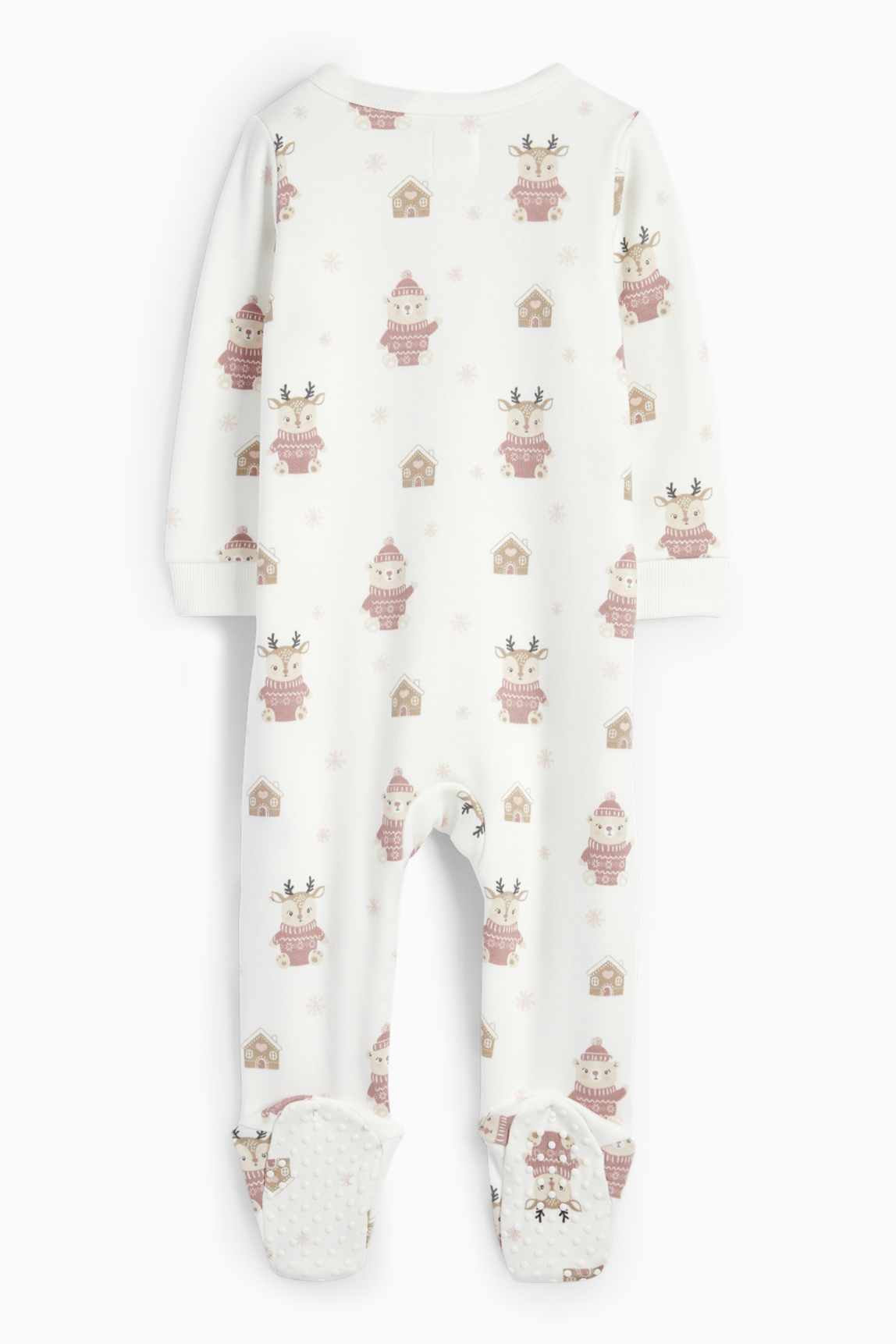 Teddy bear and Rudolph - baby Christmas sleepsuit