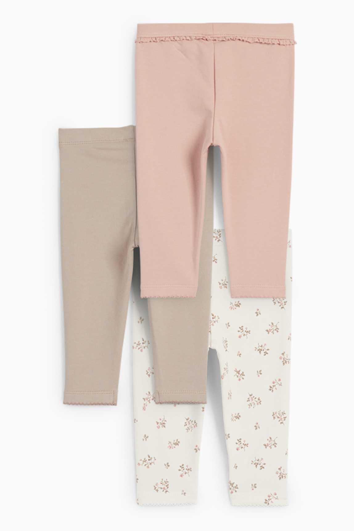 Multipack of 3 - floral - baby thermal leggings