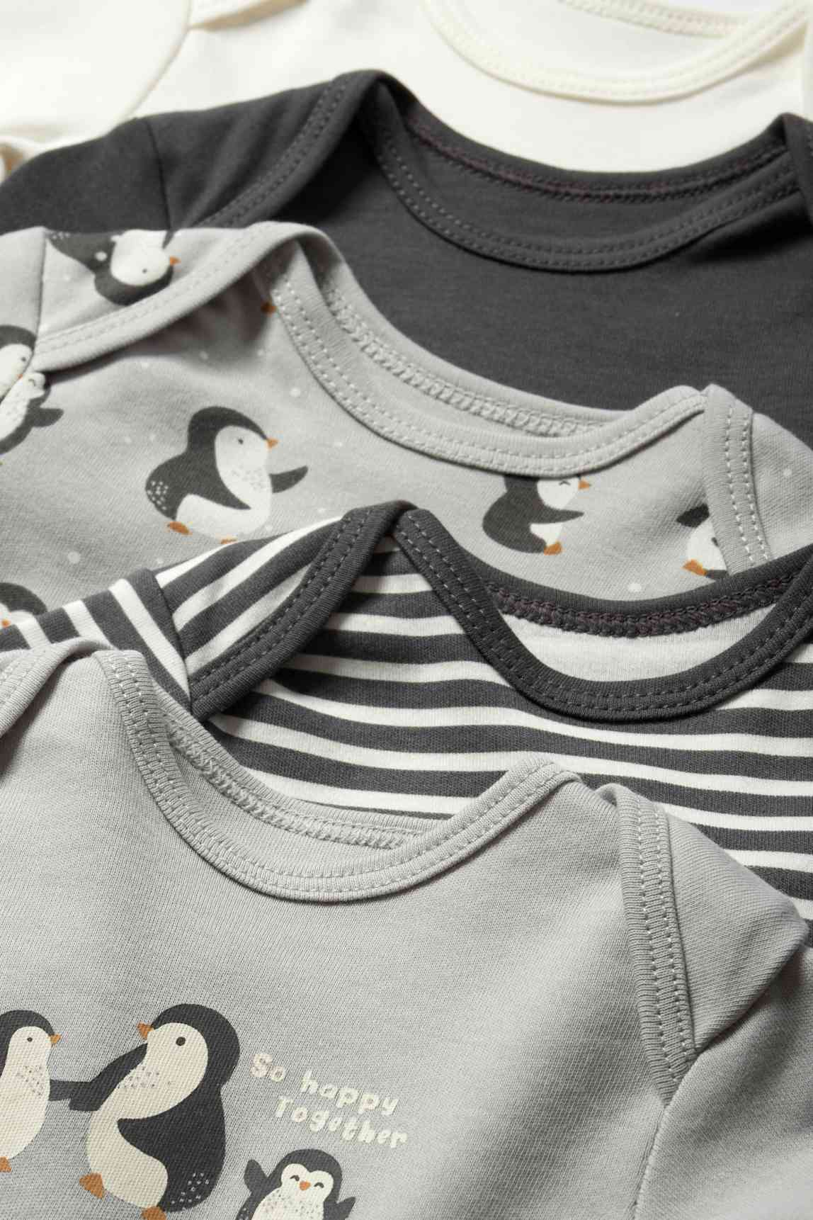 Multipack of 5 - penguin - baby bodysuit