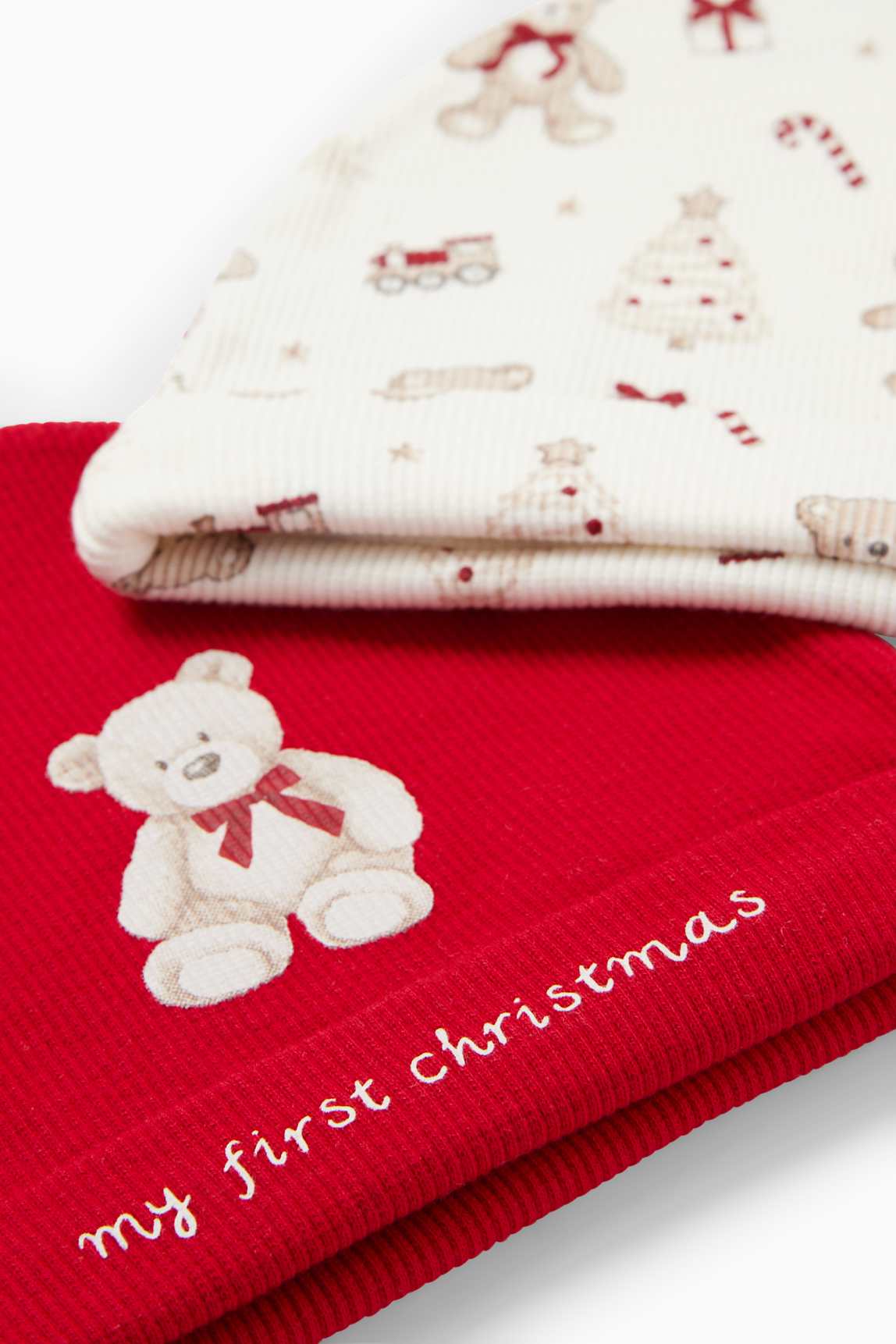 Multipack of 2 - teddy bear - Christmas baby beanie